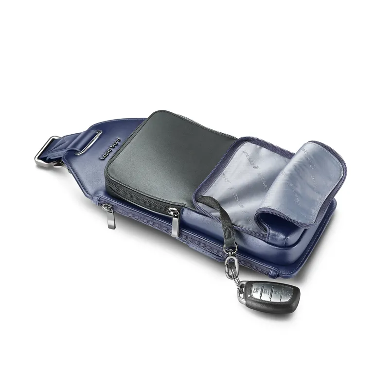 Lapis Bard Crossover Desert Bloom Cactus Leather Crossbody Bag - Blue