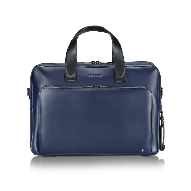 Lapis Bard Crossover Desert Bloom Cactus Leather 15-inch Briefcase Bag - Blue