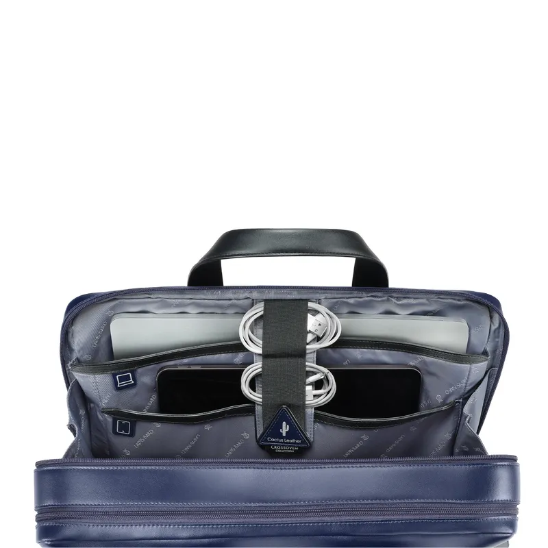 Lapis Bard Crossover Desert Bloom Cactus Leather 15-inch Briefcase Bag - Blue