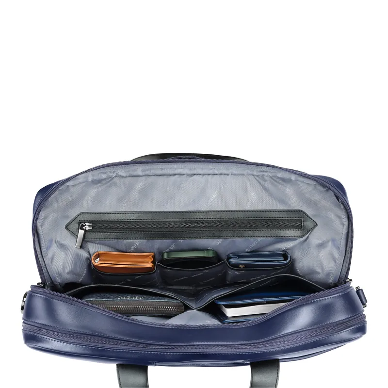 Lapis Bard Crossover Desert Bloom Cactus Leather 15-inch Briefcase Bag - Blue