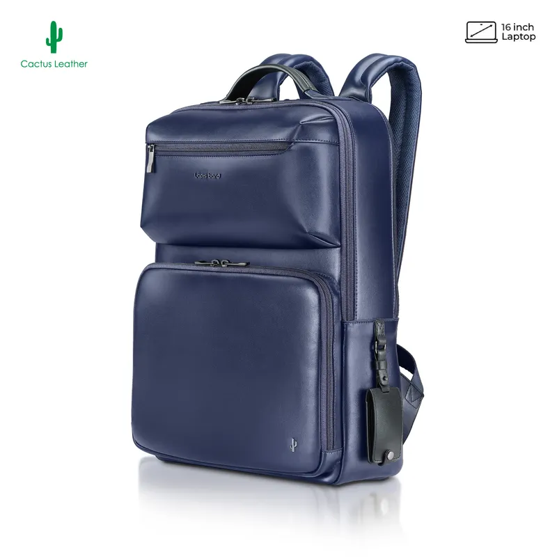 Lapis Bard Crossover Desert Bloom Cactus Leather 15-inch Backpack - Blue