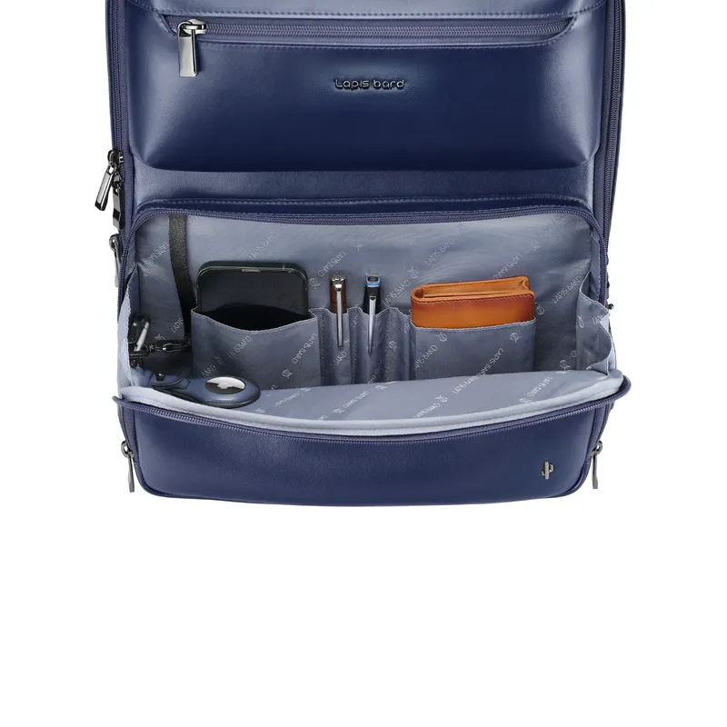 Lapis Bard Crossover Desert Bloom Cactus Leather 15-inch Backpack - Blue