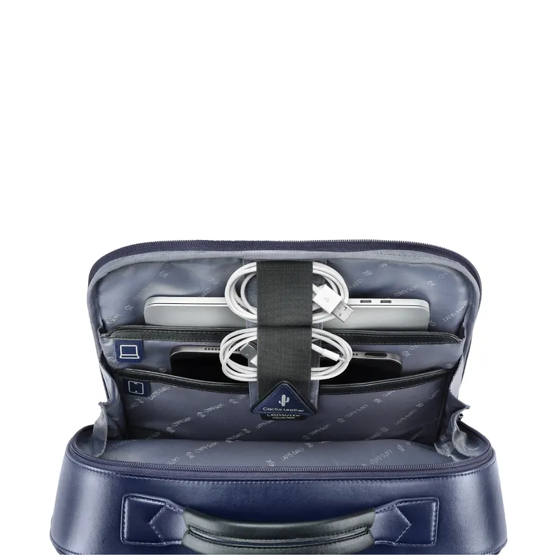 Lapis Bard Crossover Desert Bloom Cactus Leather 15-inch Backpack - Blue