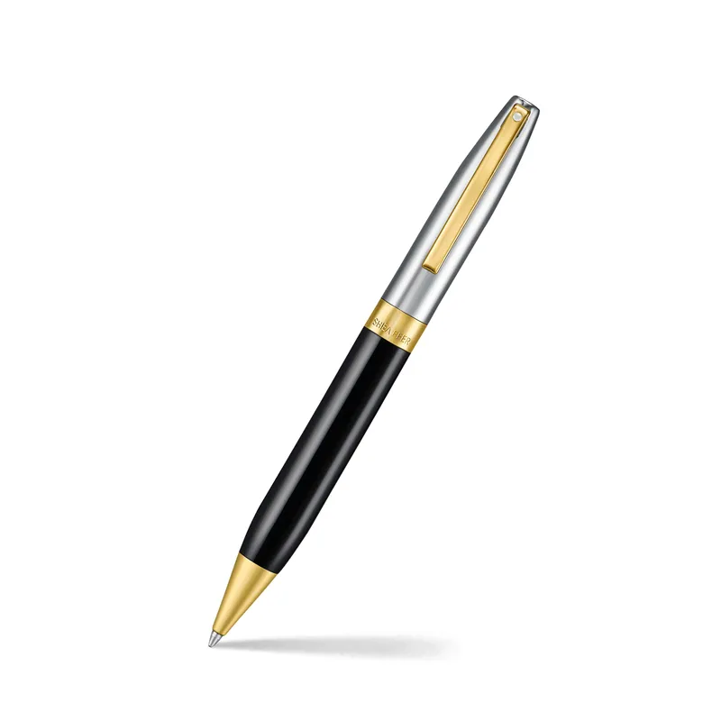 Sheaffer Legacy 9065 Glossy Black & Chrome Bi-Color Ballpoint Pen with 14k PVD Gold-Plated Trims