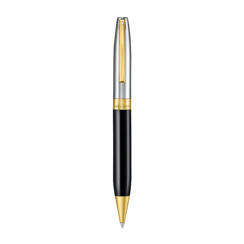Sheaffer Legacy 9065 Glossy Black & Chrome Bi-Color Ballpoint Pen with 14k PVD Gold-Plated Trims