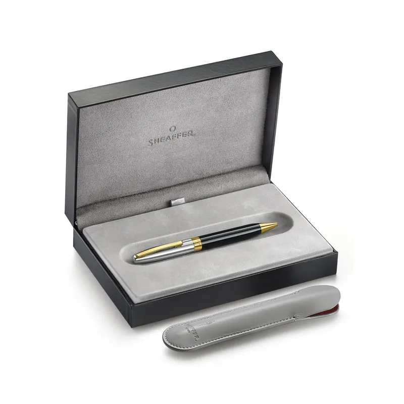 Sheaffer Legacy 9065 Glossy Black & Chrome Bi-Color Ballpoint Pen with 14k PVD Gold-Plated Trims