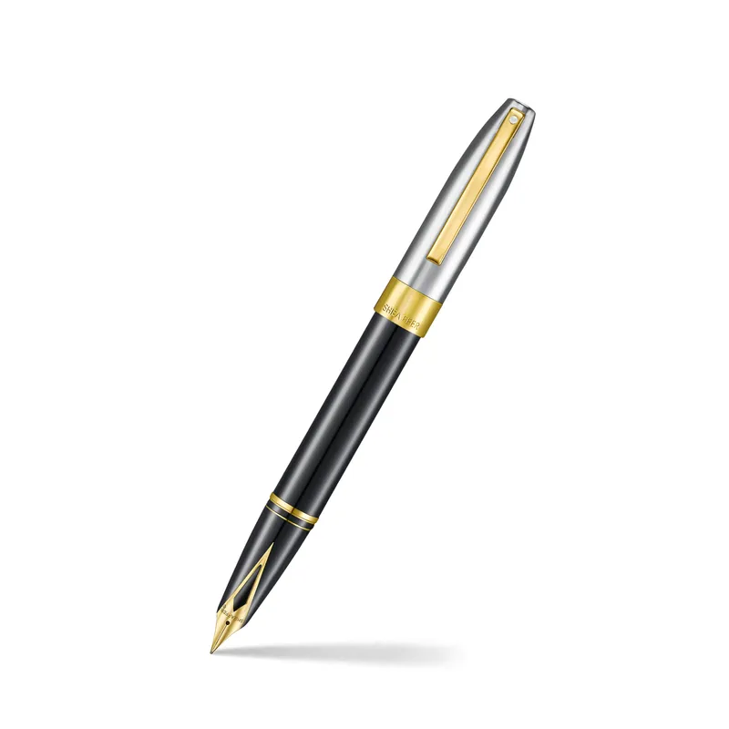 Sheaffer Legacy 9065 Glossy Black and Chrome Bi-Color Fountain Pen with 14k PVD Gold-Plated Inlaid Nib and Trims (Medium)