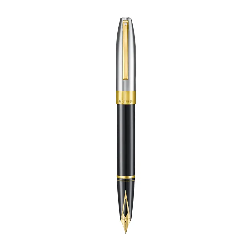 Sheaffer Legacy 9065 Glossy Black and Chrome Bi-Color Fountain Pen with 14k PVD Gold-Plated Inlaid Nib and Trims (Medium)