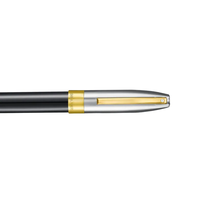 Sheaffer Legacy 9065 Glossy Black and Chrome Bi-Color Fountain Pen with 14k PVD Gold-Plated Inlaid Nib and Trims (Medium)