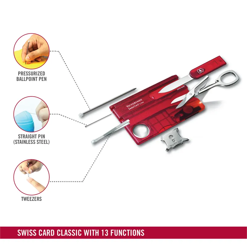 Victorinox Waiter Swiss Army Knife Card Lite-Red Translucent