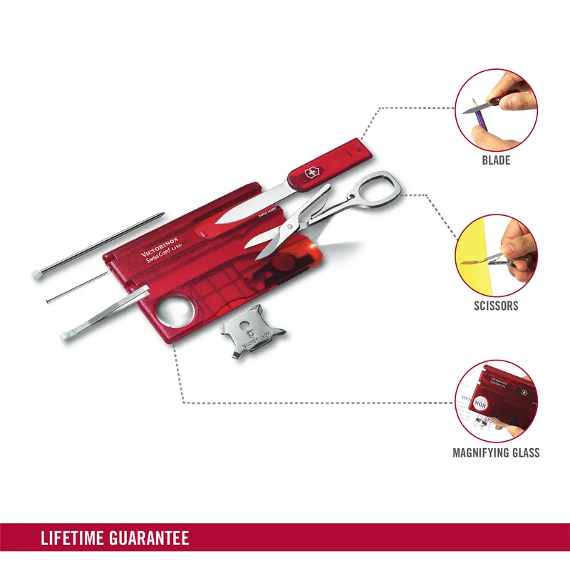 Victorinox Waiter Swiss Army Knife Card Lite-Red Translucent