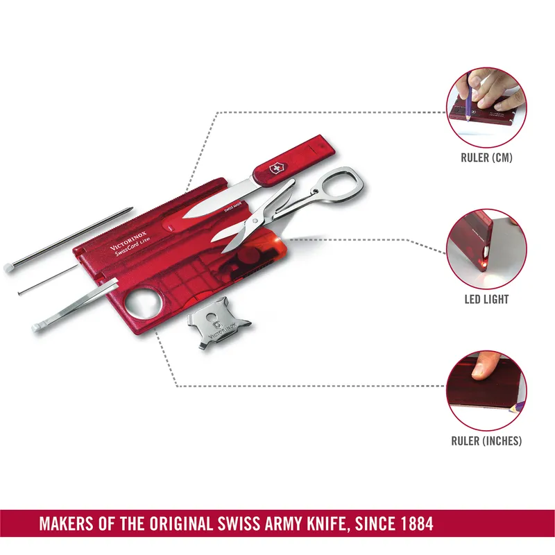 Victorinox Waiter Swiss Army Knife Card Lite-Red Translucent