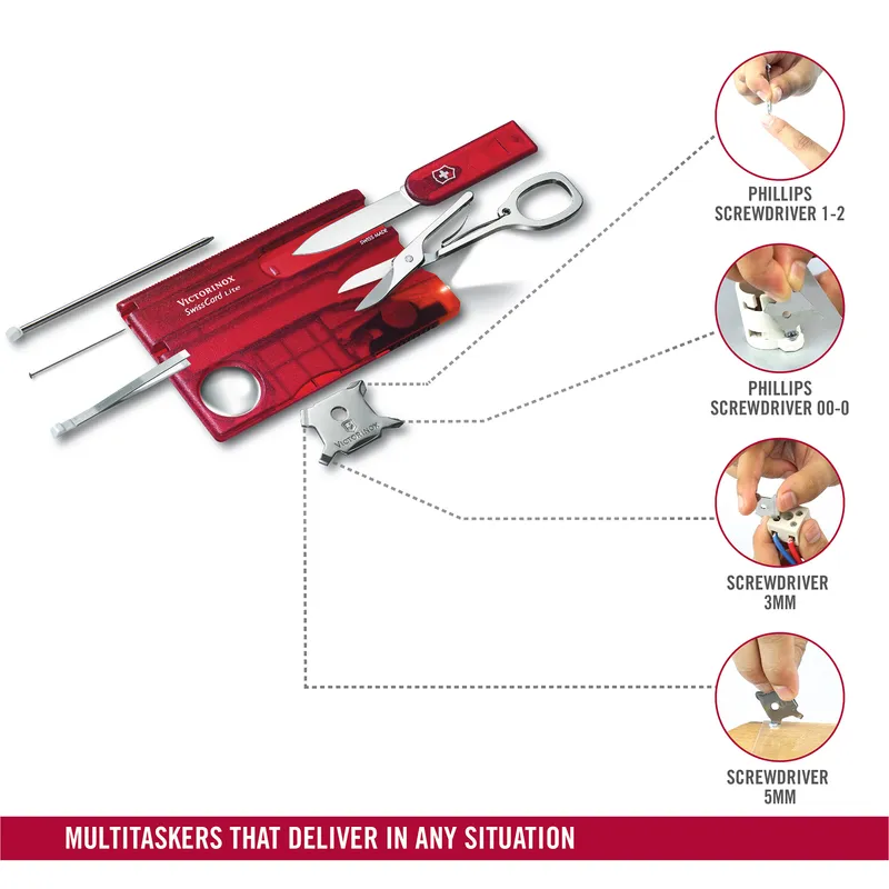 Victorinox Waiter Swiss Army Knife Card Lite-Red Translucent
