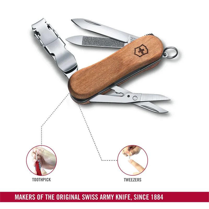 Victorinox Waiter Swiss Army Knife NailClip Wood 580 65mm-Walnut Wood