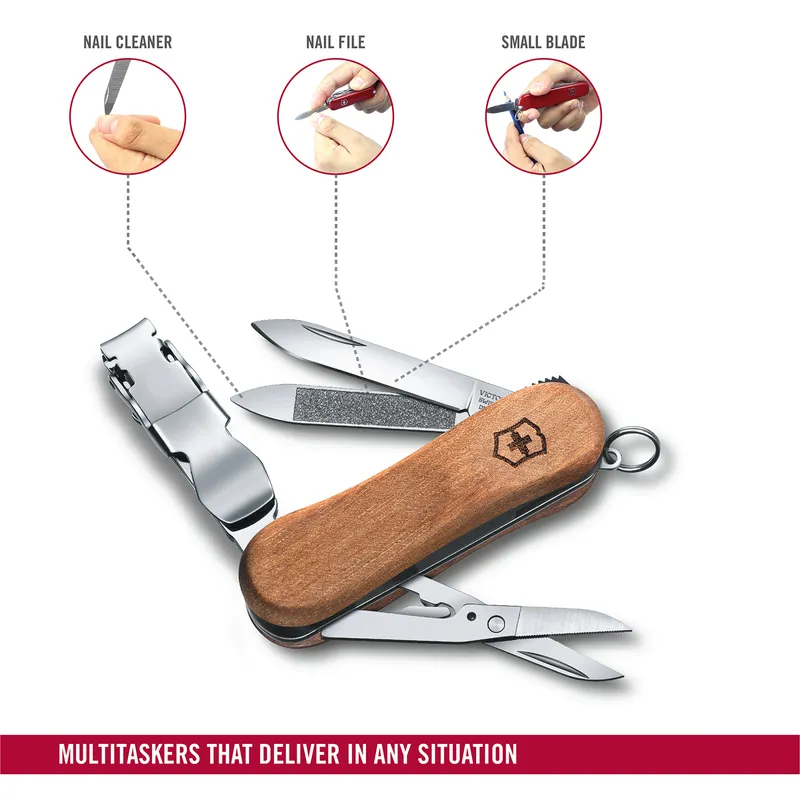 Victorinox Waiter Swiss Army Knife NailClip Wood 580 65mm-Walnut Wood