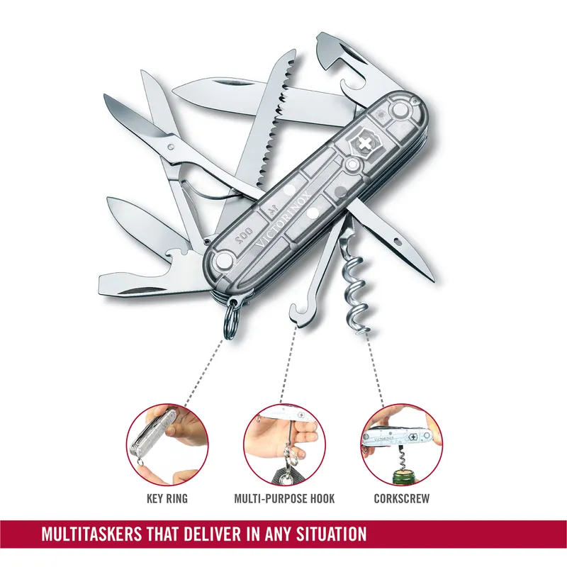 Victorinox Waiter Swiss Army Knife Huntsman SilverTech 91mm-Silver Translucent