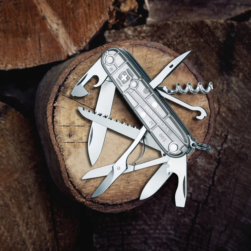 Victorinox Waiter Swiss Army Knife Huntsman SilverTech 91mm-Silver Translucent