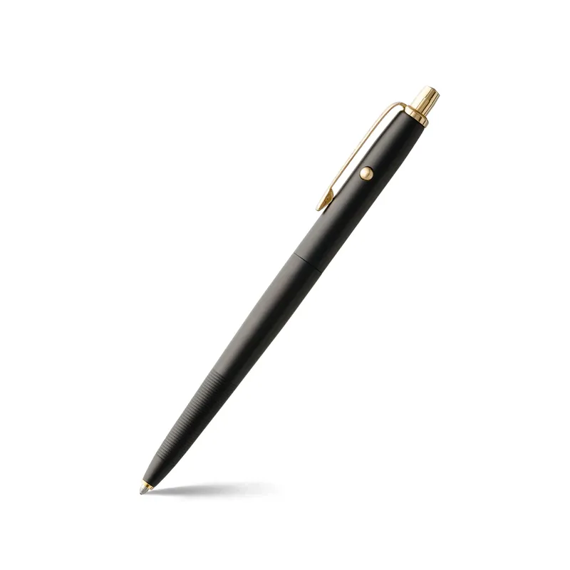 Fisher Space Cerakote Graphite Black with Gold Titanium Nitride Accents Ballpoint pen with Click and release button mechanism