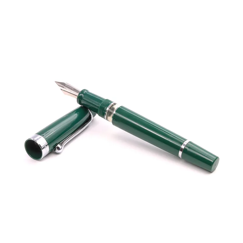 Kanwrite Heritage Solid Green Fountain Pen With Chrome Trims - Extra Fine