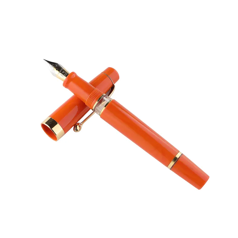 Kanwrite Heritage Solid Orange Fountain Pen With Gold Trims - Fine