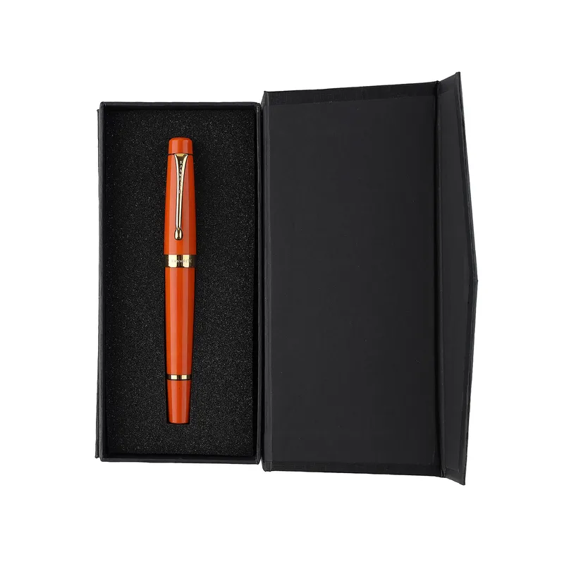 Kanwrite Heritage Solid Orange Fountain Pen With Gold Trims - Fine