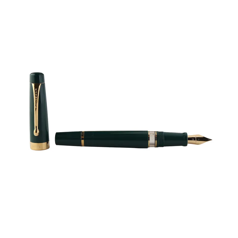 Kanwrite Heritage Solid Green Fountain Pen With Gold Trims - Medium