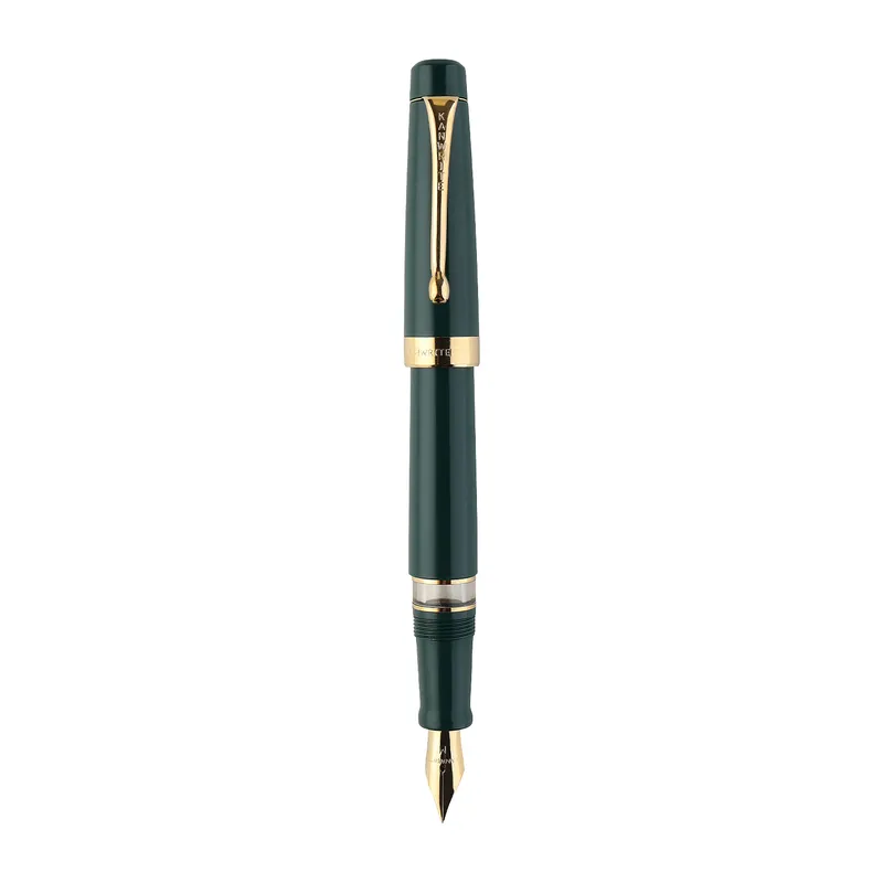 Kanwrite Heritage Solid Green Fountain Pen With Gold Trims - Medium