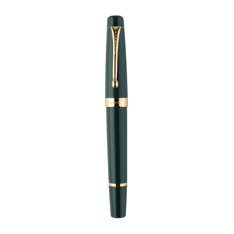 Kanwrite Heritage Solid Green Fountain Pen With Gold Trims - Medium