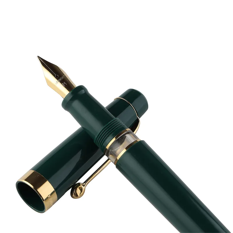 Kanwrite Heritage Solid Green Fountain Pen With Gold Trims - Medium