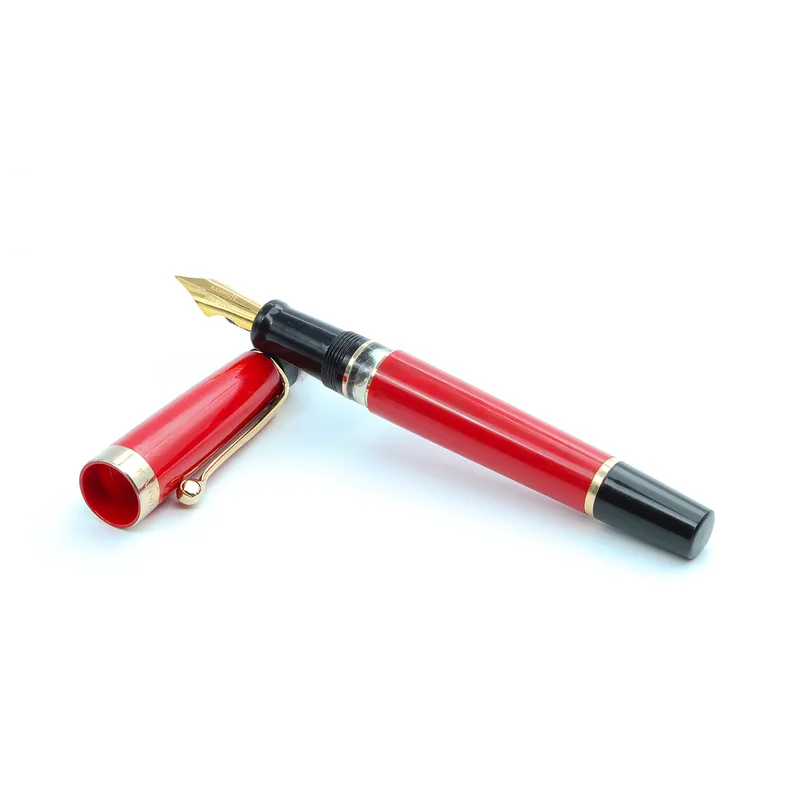 Kanwrite Heritage Dual Tone Red Black Fountain Pen With Gold Trims - Broad