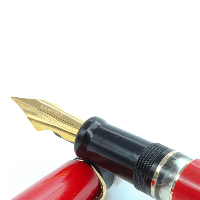 Kanwrite Heritage Dual Tone Red Black Fountain Pen With Gold Trims - Broad