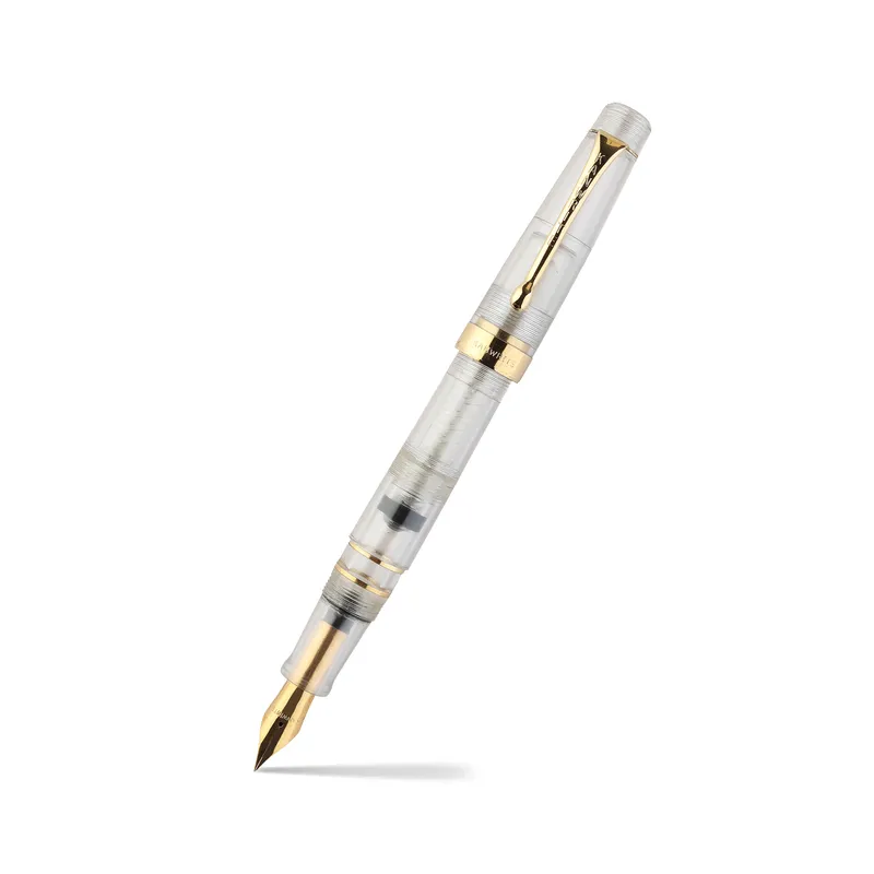 Kanwrite Heritage Crystal Clear Demonstrator Fountain Pen With Gold Trims - Fine