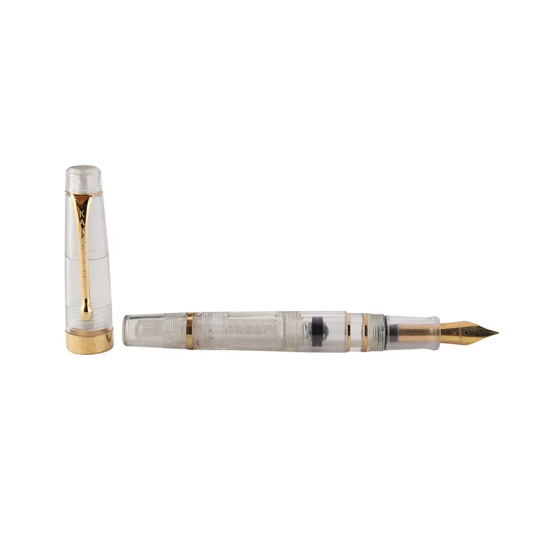 Kanwrite Heritage Crystal Clear Demonstrator Fountain Pen With Gold Trims - Fine