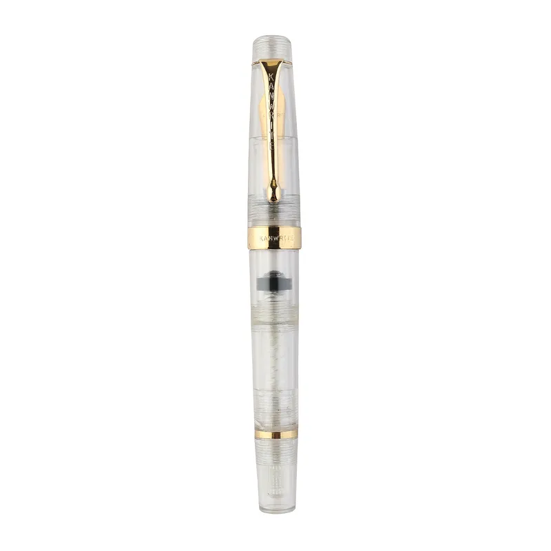 Kanwrite Heritage Crystal Clear Demonstrator Fountain Pen With Gold Trims - Fine