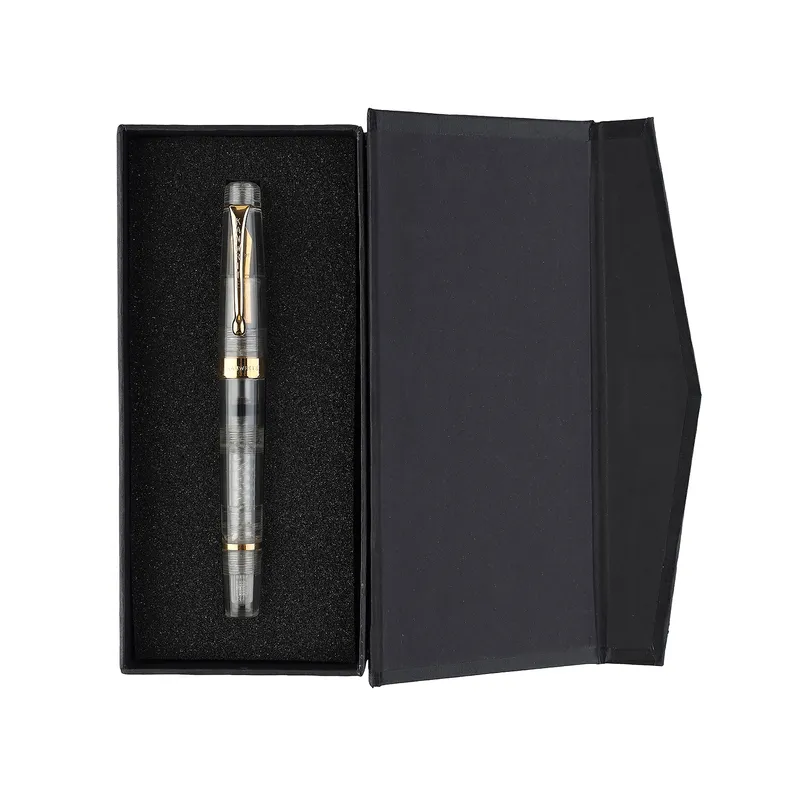 Kanwrite Heritage Crystal Clear Demonstrator Fountain Pen With Gold Trims - Fine
