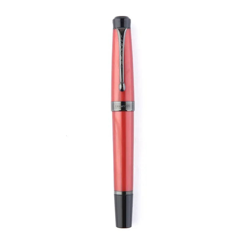Kanwrite Heritage Ebony DT Pearl Red Blk top Fountain Pen With Black Trims - Medium