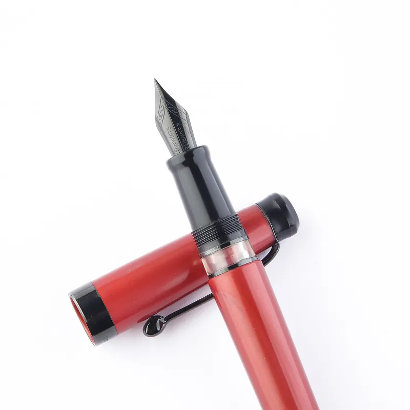 Kanwrite Heritage Ebony DT Pearl Red Blk top Fountain Pen With Black Trims - Medium