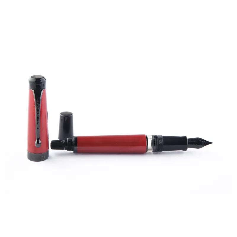 Kanwrite Heritage Ebony DT Pearl Red Blk top Fountain Pen With Black Trims - Medium