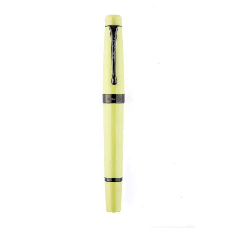 Kanwrite Heritage Ebony Yellow Fountain Pen With Black Trims - Broad