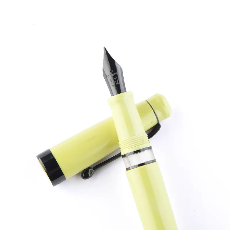 Kanwrite Heritage Ebony Yellow Fountain Pen With Black Trims - Broad
