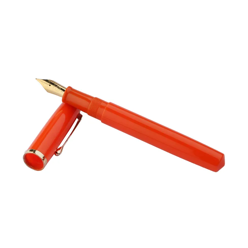 Kanwrite Legacy Solid Orange Fountain Pen With Black Trims - Fine