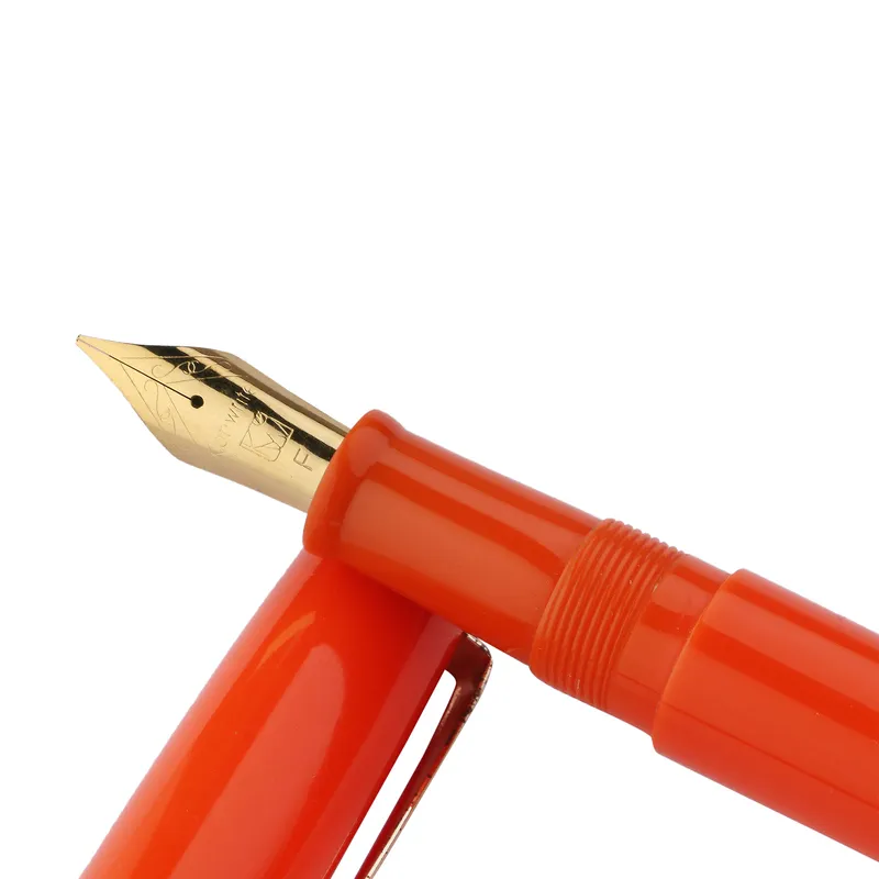 Kanwrite Legacy Solid Orange Fountain Pen With Black Trims - Fine