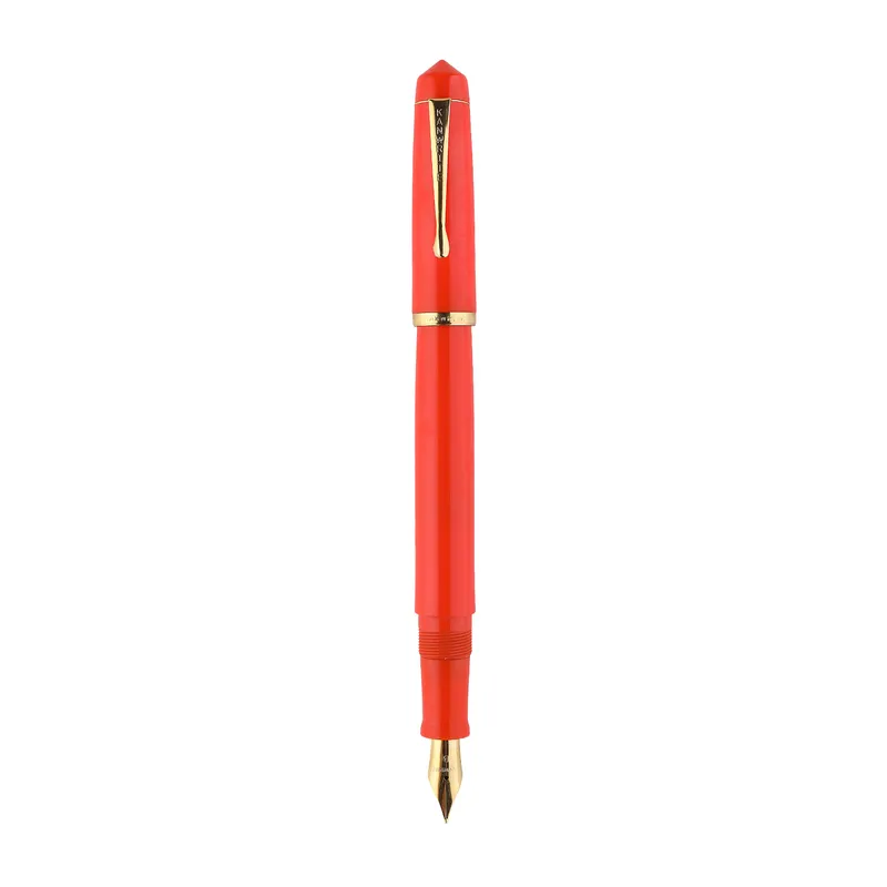 Kanwrite Legacy Solid Orange Fountain Pen With Gold Trims - Broad