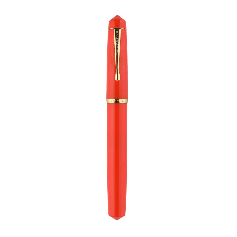 Kanwrite Legacy Solid Orange Fountain Pen With Gold Trims - Broad