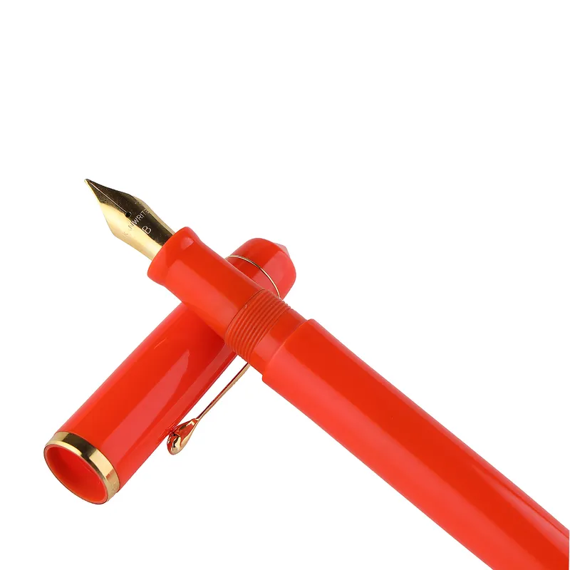 Kanwrite Legacy Solid Orange Fountain Pen With Gold Trims - Broad