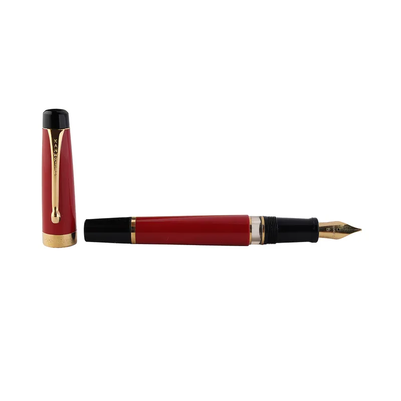 Kanwrite Heritage Dual Tone Red Black Fountain Pen With Gold Trims - Broad