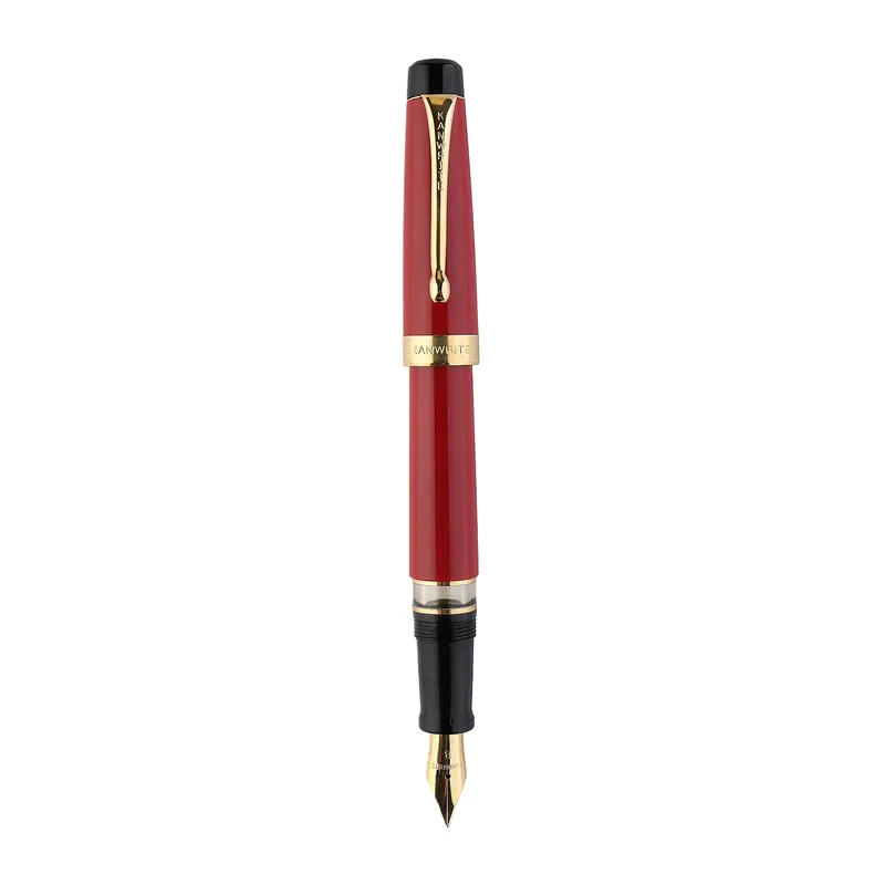 Kanwrite Heritage Dual Tone Red Black Fountain Pen With Gold Trims - Broad