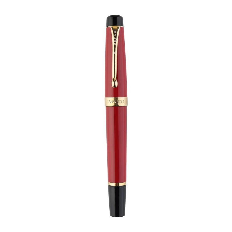 Kanwrite Heritage Dual Tone Red Black Fountain Pen With Gold Trims - Broad