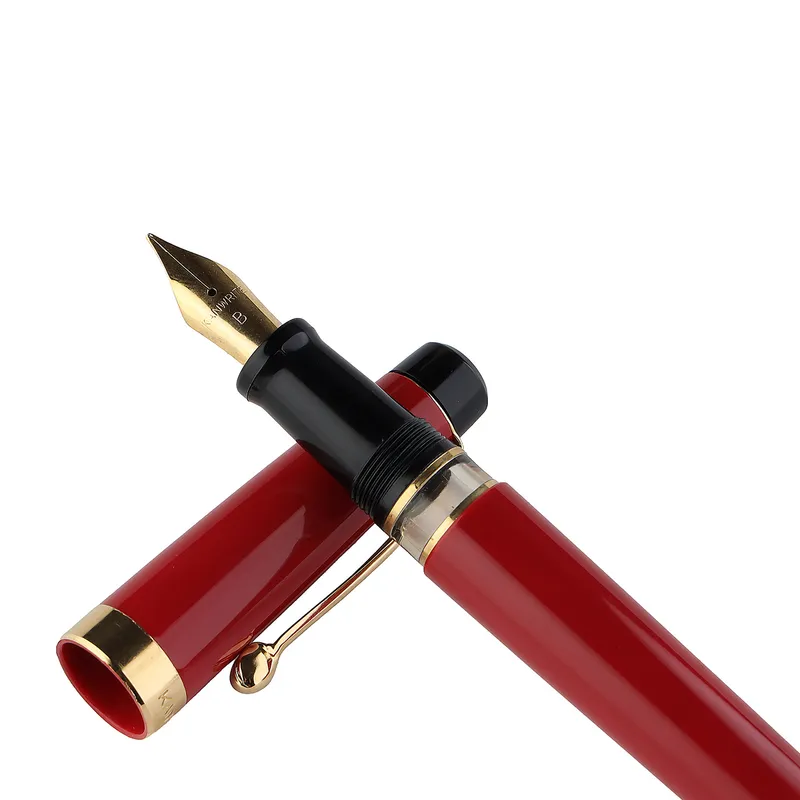 Kanwrite Heritage Dual Tone Red Black Fountain Pen With Gold Trims - Broad
