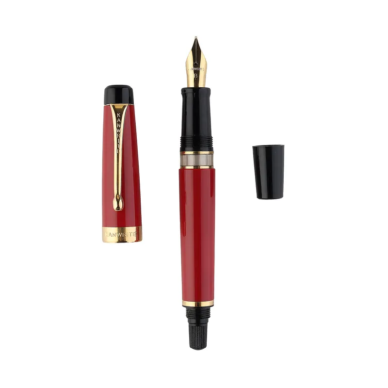 Kanwrite Heritage Dual Tone Red Black Fountain Pen With Gold Trims - Broad